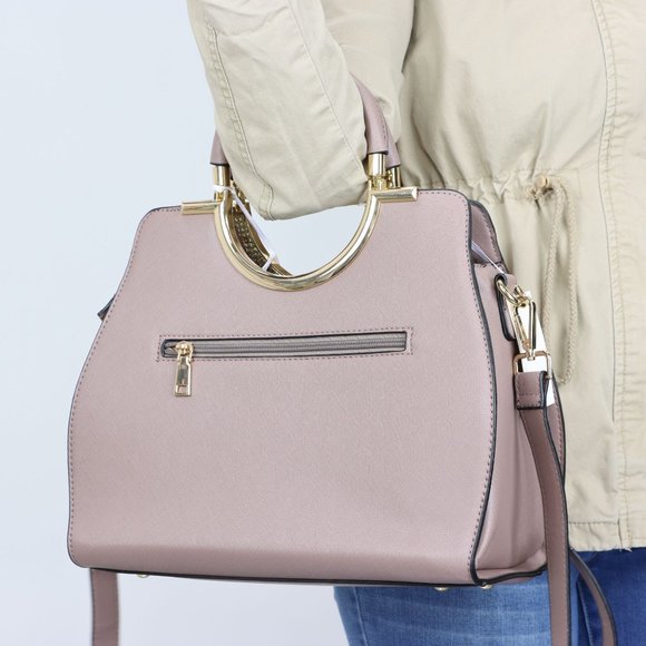 Mauve Faux Leather Purse and Wallet 2 in 1 Set Tote Cross Body Shoulder Hand Bag - Picture 11 of 12